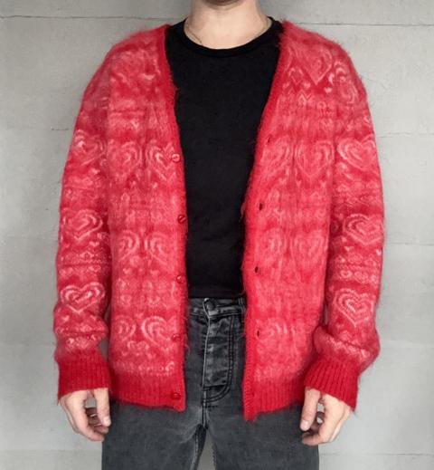 Needles Intarsia Mohair Cardigan, Hearts, Japanese
