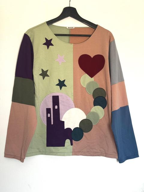 Bode Vista Long-Sleeve cotton patchwork T-Shirt size S,
