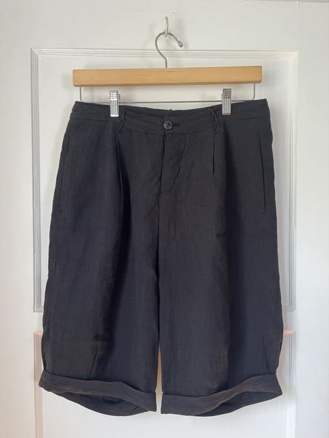 Black Linen Long Shorts