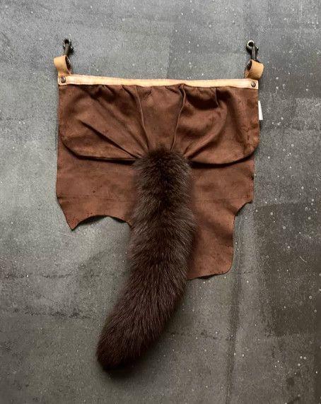 20471120 90s Faux-Tail & Leather Patchwork Waist Bag