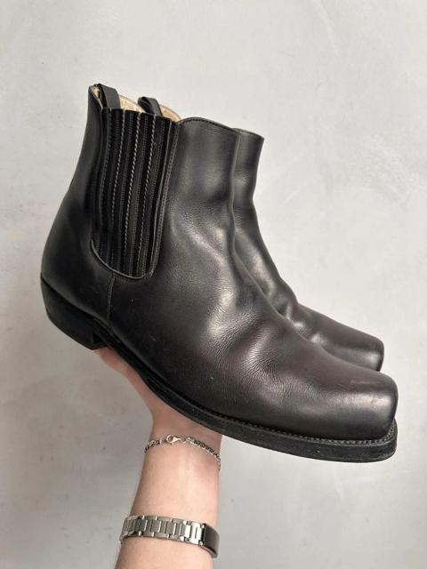 Vintage Leather Black Boots Ankle Metal Moto AS 98 Style Y2K