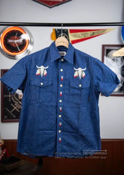 Calee Denim Shirt with Western Embroidery.