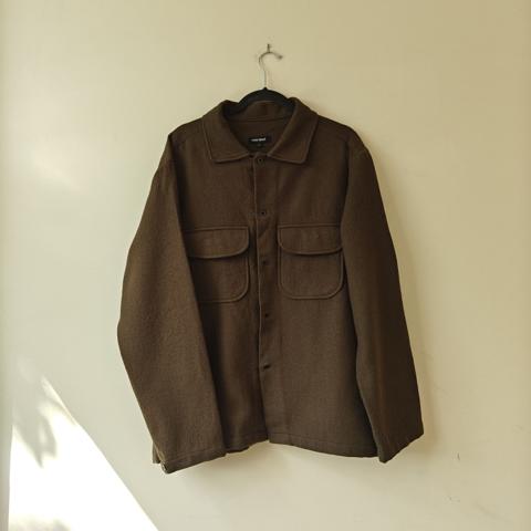 LNWOT brown wool two pocket shirt jacket USA made