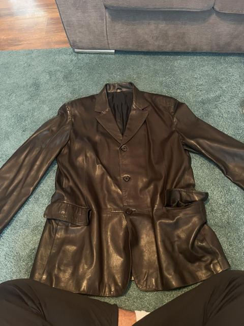 Rare vintage 3-button black Ruffo leather blazer