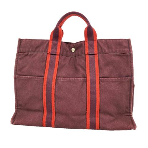 Hermes Fourre-Tout MM Canvas Tote Bag, Brown, Men's & Women's