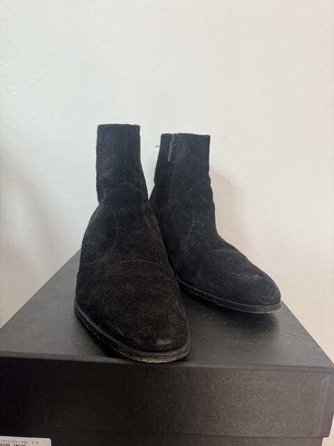Saint Laurent Black suede zip boot