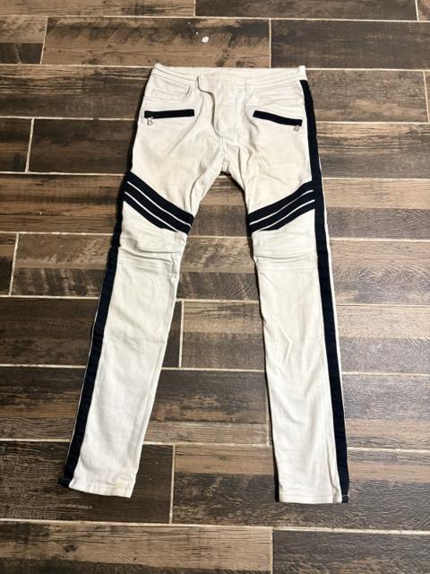 Balmain ss15 striped runway biker denim