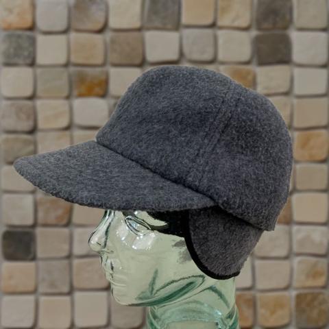 VINTAGE Malden Cap Adult Small Gray Ear Flap Winter Hat 80s PolarFleece Mens