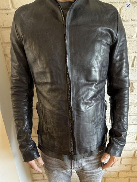 Layer-0 Washed Leather High Neck Zip Jacket