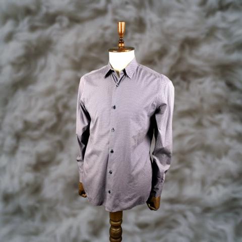 Z Zegna Shirt Purple Size 40 Cotton Patterned Long Sleeve Button-Up Casual Mens