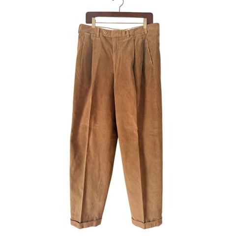 Ermenegildo Zegna Corduroy Pleated Pants in Cognac Brown