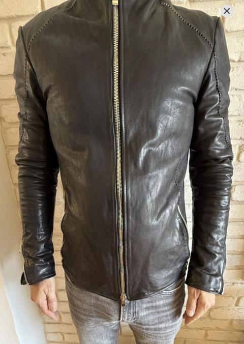 Incarnation Horse Leather High Neck Overlock Zip Jacket