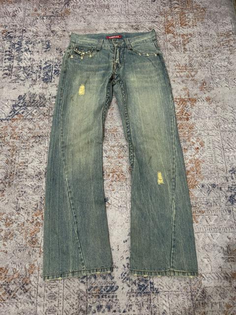 Rubber Soul Japan Distressed Washed Spiral Flare Jeans