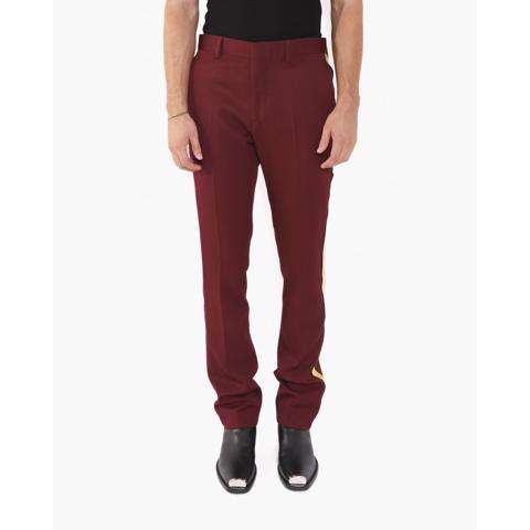 FW17 Side Striped Marching Band Trousers in Burgundy Wool