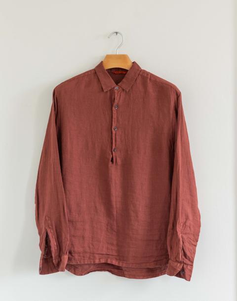 Barena Venezia Linen Long Sleeve Popover Terracotta Red
