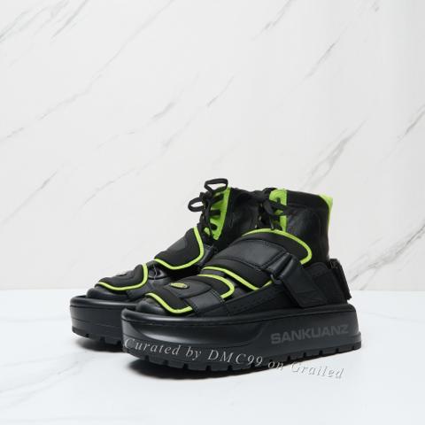 Sankuanz Black Neon Green High-Top Sneakers