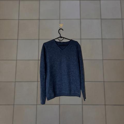 Z Zegna Sweater Men Size M Gray V neck Pullover Pure wool 90s