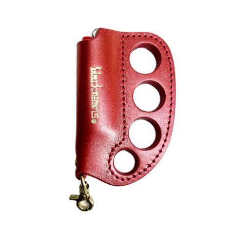 Red metallic leather knuckle lighter case