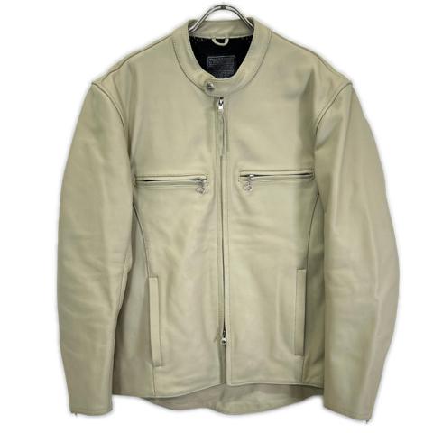 KADOYA Cowhide Single Rider's Leather Jacket Ivory Size M
