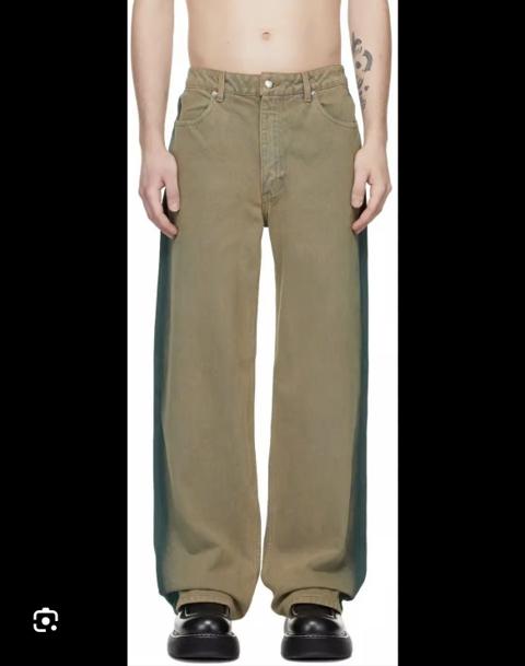 Eckhaus Latta wide leg green wash jean