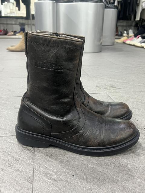 Dirk Bikkembergs Distressed Leather Zip Boots Dark Brown 43