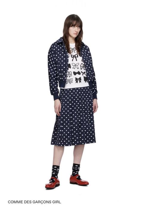 Black Comme Des Garçons AD2014 Polka Dot Midi Skirt