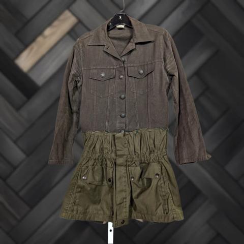 Marc Le Bihan Jacket Dress Size 1 Green Denim Deconstructed Military Trucker Womens