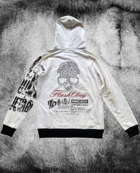 Y2K Dangerous Warning Skull Poem Roen Hoodie