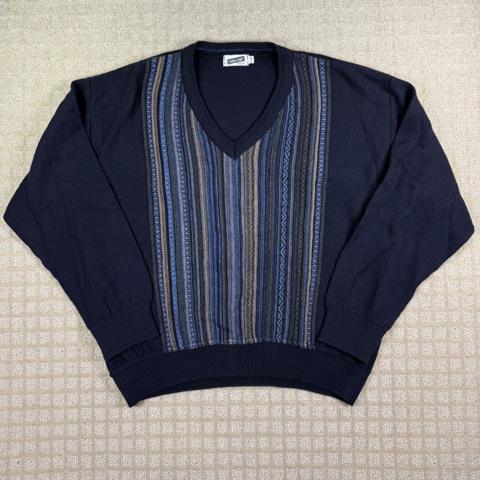 Vintage navy striped V-neck sweater Canada L