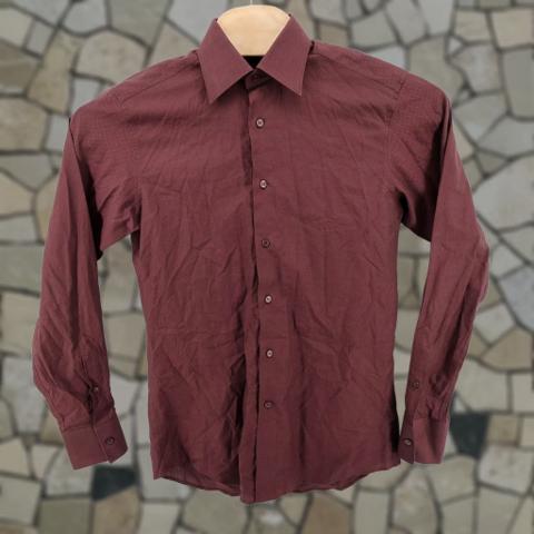 Z Zegna Dress Shirt Mens Medium 15 Burgundy Long Sleeve Textured Diamond