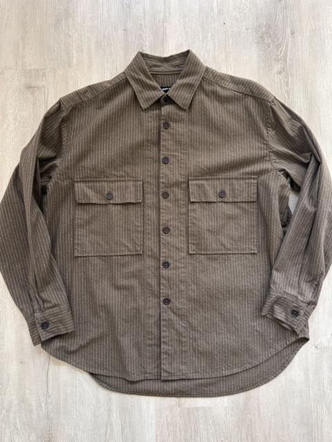 Big Shirt - Yarn Dyed Cotton Stripe, Olive/Natural