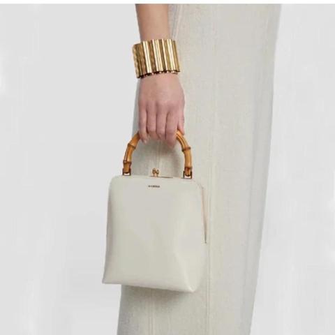 Jil Sander Joji small leather bamboo handle bag
