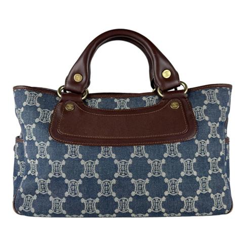Celine Paris Macadam Boogie Bag Handbag, Denim Leather, Blue Brown, Women's z10780