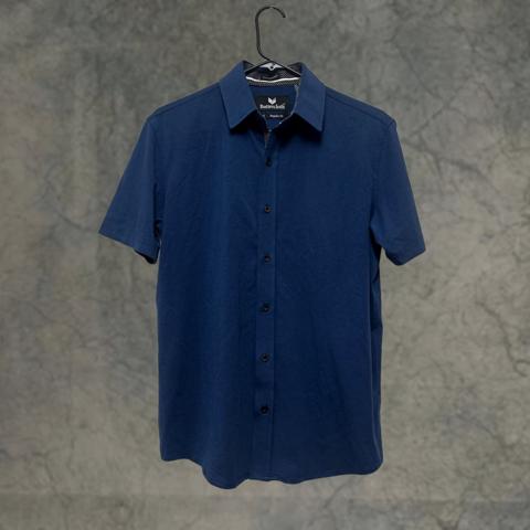 Butter Cloth Shirt Men’s Blue Short Sleeve Cotton Stretch Button Up Sz S