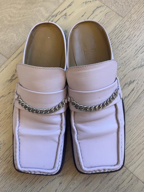 Martin rose pink square toe loafers