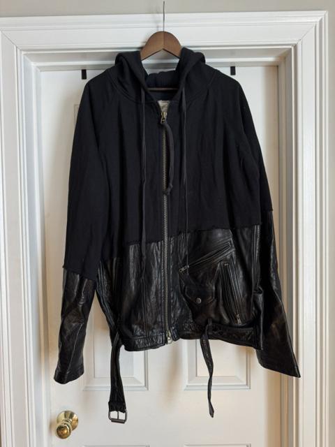 50/50 Black Leather Zip Hoodie