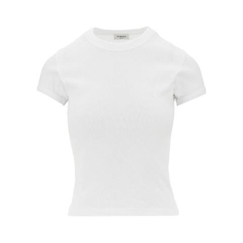 Yves Saint Laurent Saint Laurent Cassandre Embroidery Jersey T-shirt White Tag Size M Women - USA Tariffs Included