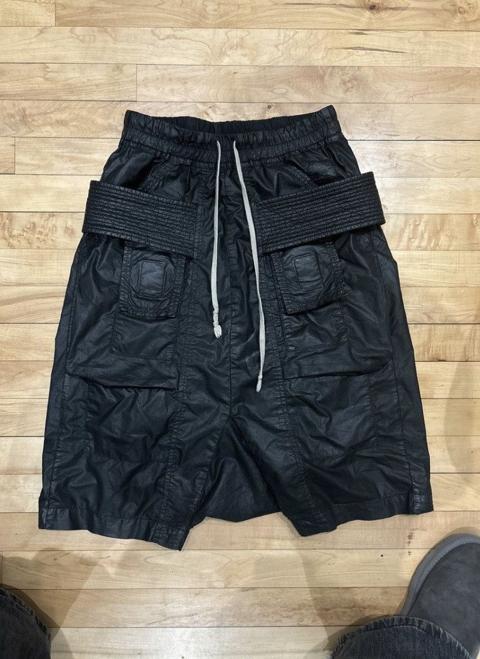 Rick Owens waxed creatch cargo shorts