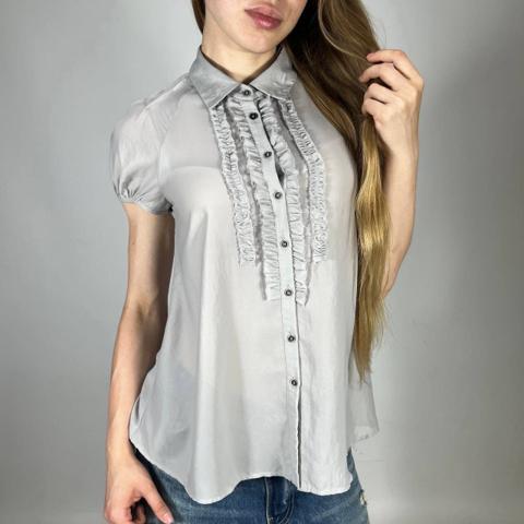 Vintage Y2K Cop Copine Ruffle Button Up Blouse Short Sleeve