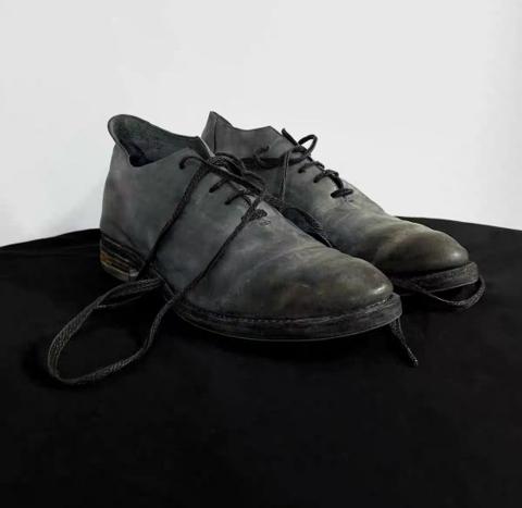 a1923 Ashen Kangaroo Leather Derby Shoes DDDD5