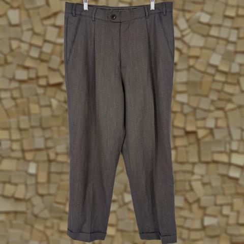 Ermenegildo Zegna Pants Men 34x31 Italy Wool Twill Pleated Cuffed Brown