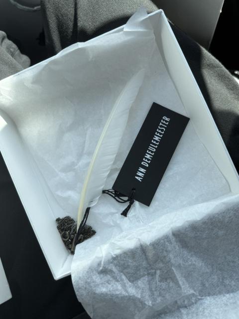 Ann Demeulemeester White Feather Silver Chain Necklace