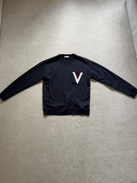 VALENTINO Cotton Crewneck Sweatshirt With Inlaid V