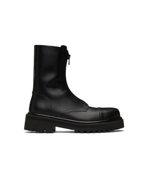 Vetements Leather Zip-Up Police Combat Boots