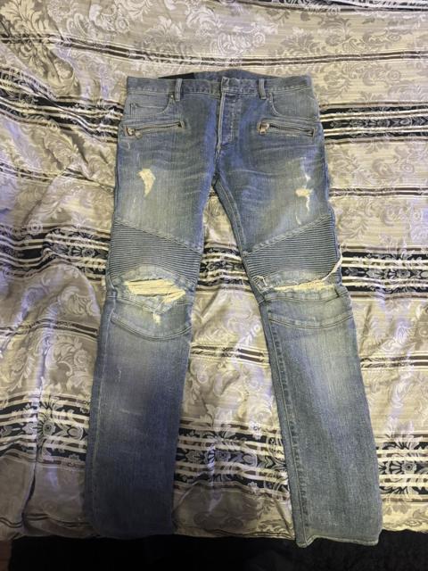 Light Blue Balmain Biker Slim