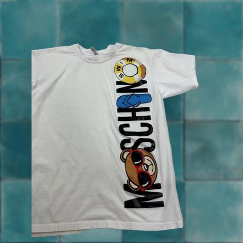 Moschino Shirt Mens XS White Teddy Bear Swim Graphic Tee