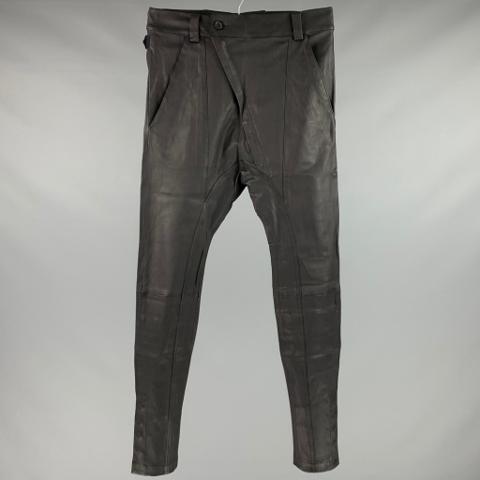 Black Leather DropCrotch Casual Pants