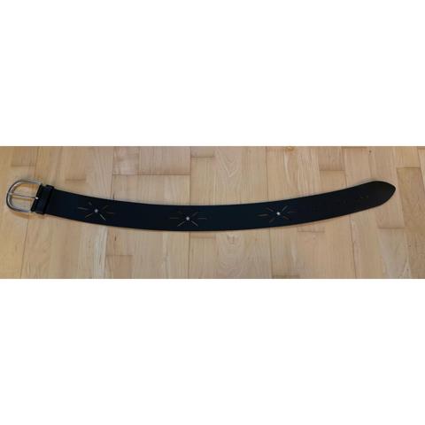 VTG Linea Pelle Black Chunky Corset Star Cutout Belt Silver
