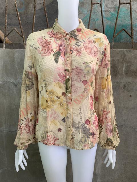 Floral News Paper Silk Shirt