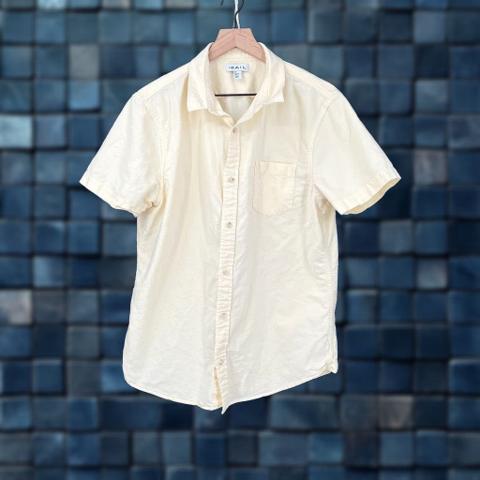 Buttery Yellow Mens Cotton Button Front Casual Shirt XL Extra Large